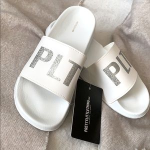 Ice White Pretty Little Thing Slides/Sandals
